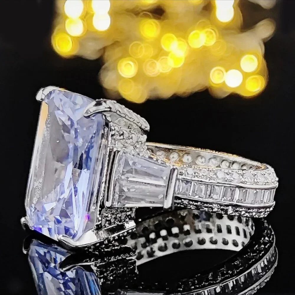 NEW ENGAGEMENT S925 STERLING SILVER DIAMOND RING, BEAUTIFUL RING, SHINY RING. - Picture 4 of 6